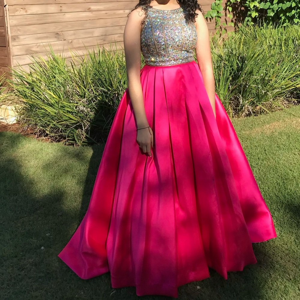 Pink and Silver Ball Gown